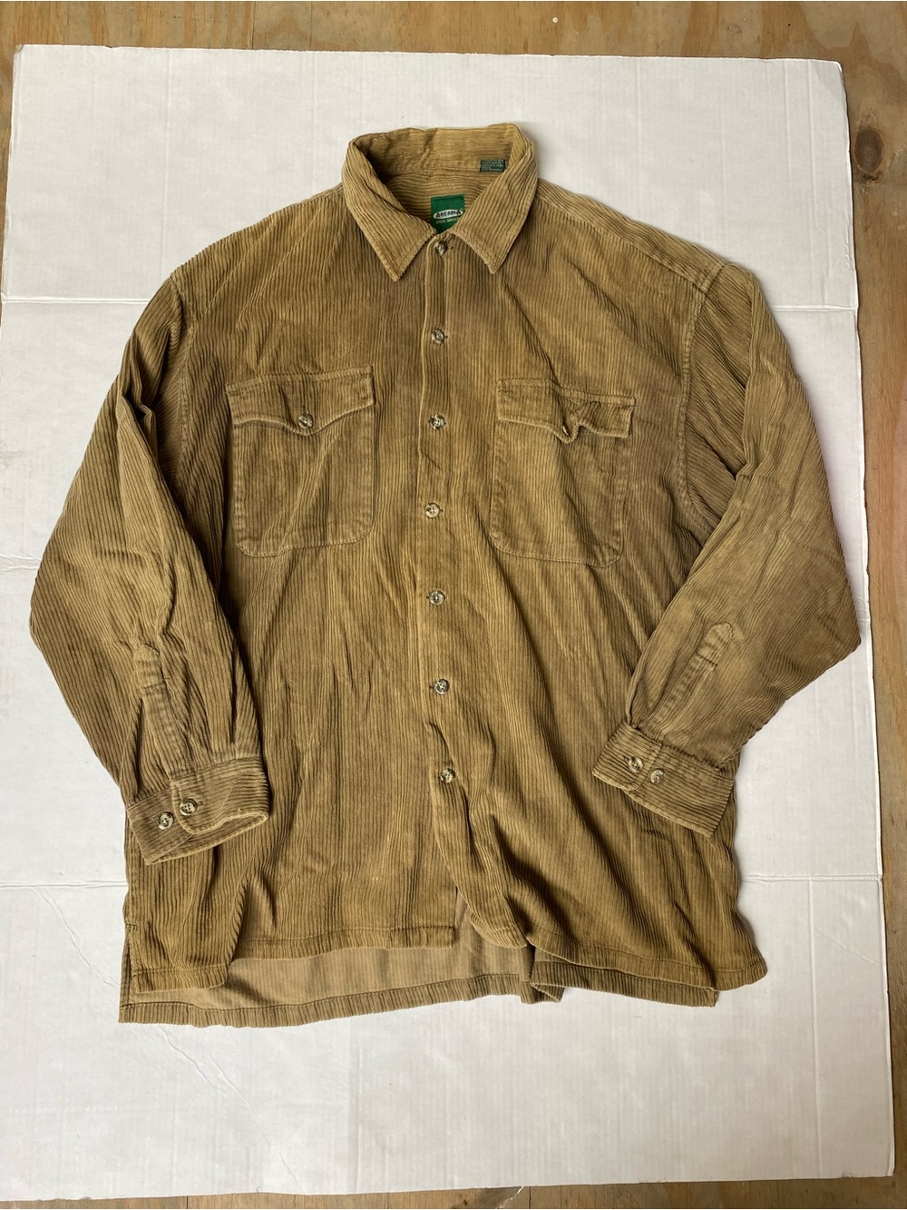 Arcadia Corduroy Button-Down Jacket Shirt - Tan